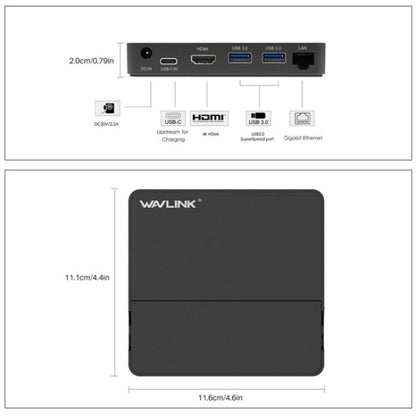 WAVLINK UHP3D01G Gigabit Ethernet USB 3.0 Multi-Function HUB 4K HD Docking Station(EU Plug) - USB 3.0 HUB by WAVLINK | Online Shopping South Africa | PMC Jewellery | Buy Now Pay Later Mobicred