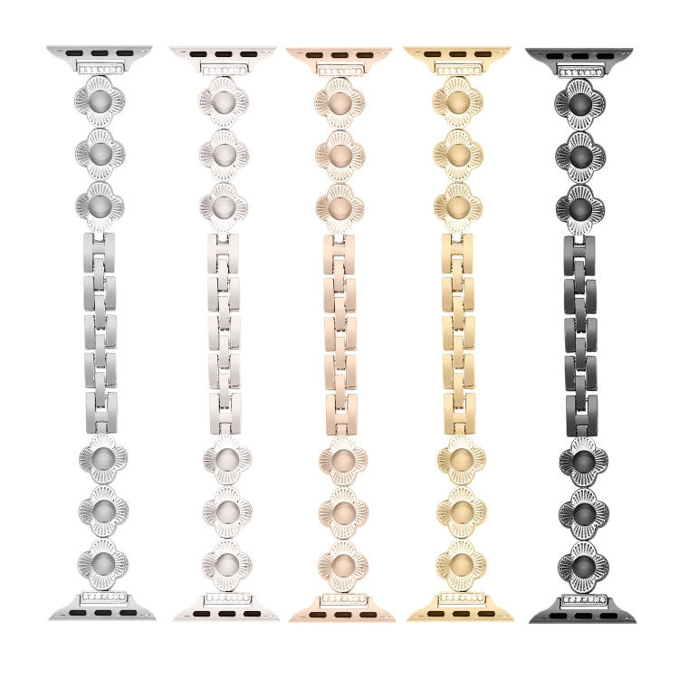 For Apple Watch Series 5 40mm Four Leaf Clover Quick-Release Metal Chain Watch Band(Silver) - free shipping - PMC TechLife - Order now!
