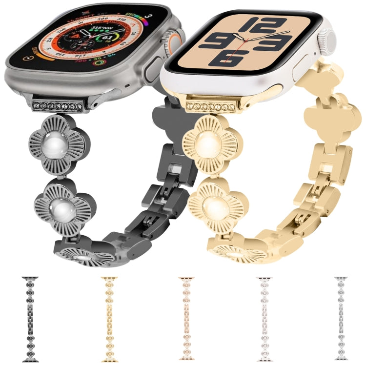 For Apple Watch Series 3 42mm Four Leaf Clover Quick-Release Metal Chain Watch Band(Silver) - free shipping - PMC TechLife - Order now!