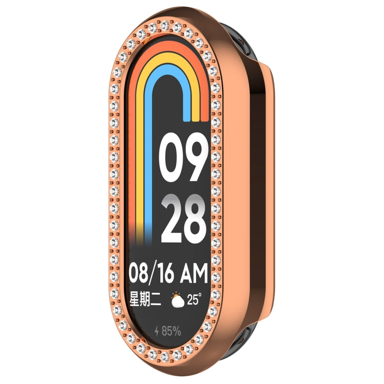 For Xiaomi Smart Band 9 NFC Diamond Half Coverage Hollow PC Watch Protective Case(Rose Gold) - Watch Cases by PMC TechLife | Online Shopping South Africa | PMC TechLife | Buy Now Pay Later Mobicred