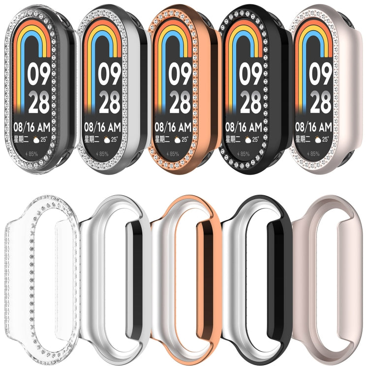 For Xiaomi Smart Band 9 NFC Diamond Half Coverage Hollow PC Watch Protective Case(Silver) - Watch Cases by PMC TechLife | Online Shopping South Africa | PMC TechLife | Buy Now Pay Later Mobicred
