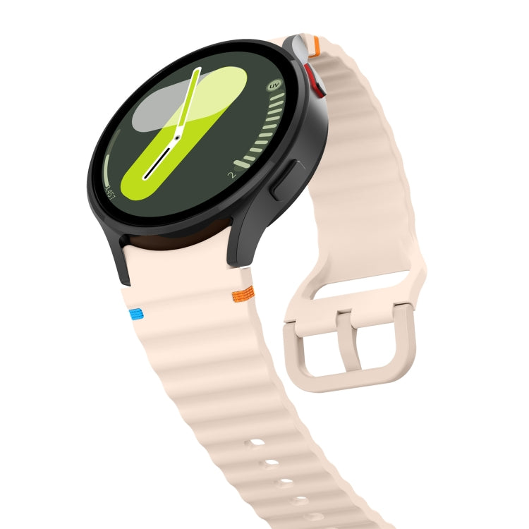For Samsung Galaxy Watch 7 40 / 44mm Wave Pattern Stitched Silicone Watch Band(Pink) - free shipping - PMC TechLife - Order now!