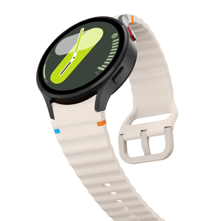 For Samsung Galaxy Watch 6 Classic Wave Pattern Stitched Silicone Watch Band(Starlight) - free shipping - PMC TechLife - Order now!