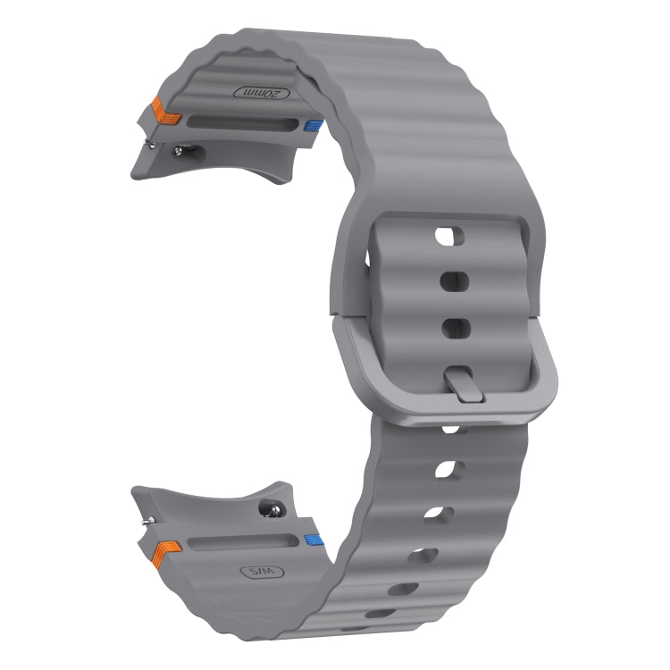 For Samsung Galaxy Watch 6 Classic Wave Pattern Stitched Silicone Watch Band(Dark Gray) - free shipping - PMC TechLife - Order now!