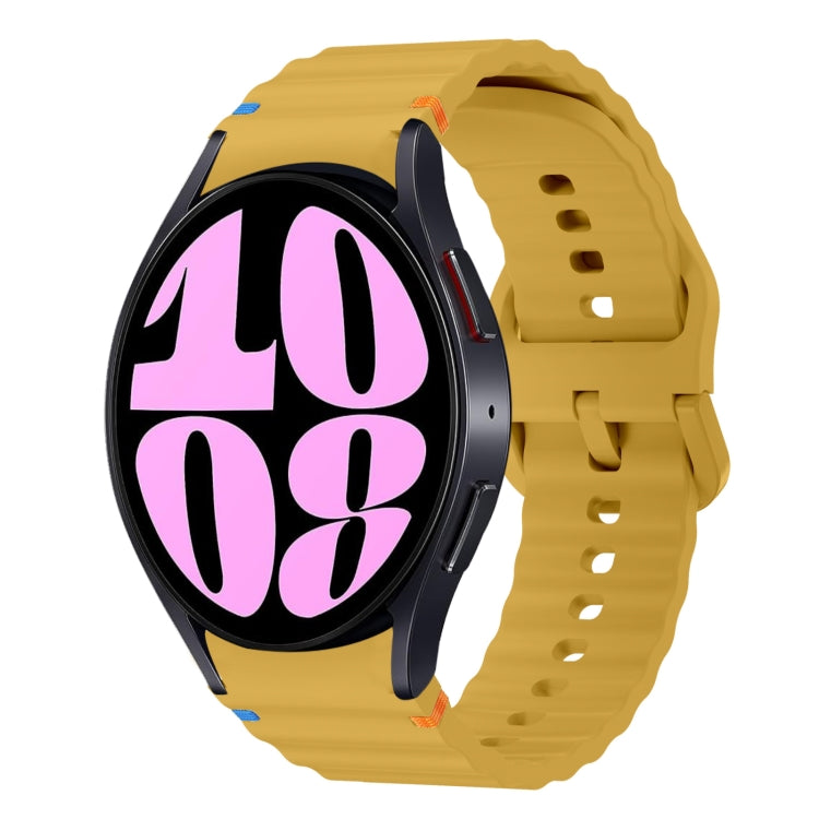 For Samsung Galaxy Watch 6 40 / 44mm Wave Pattern Stitched Silicone Watch Band(Yellow) - free shipping - PMC TechLife - Order now!