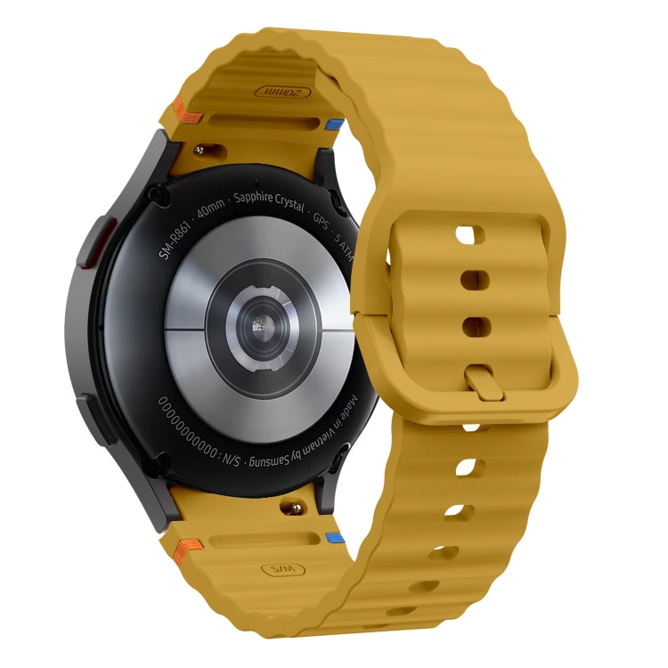 For Samsung Galaxy Watch 6 40 / 44mm Wave Pattern Stitched Silicone Watch Band(Yellow) - free shipping - PMC TechLife - Order now!
