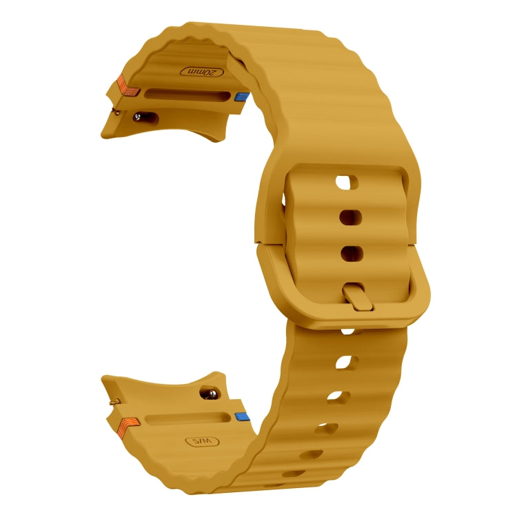 For Samsung Galaxy Watch 6 40 / 44mm Wave Pattern Stitched Silicone Watch Band(Yellow) - free shipping - PMC TechLife - Order now!