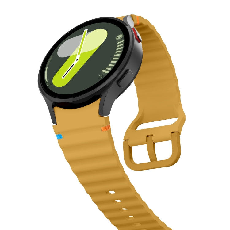 For Samsung Galaxy Watch 6 40 / 44mm Wave Pattern Stitched Silicone Watch Band(Yellow) - free shipping - PMC TechLife - Order now!