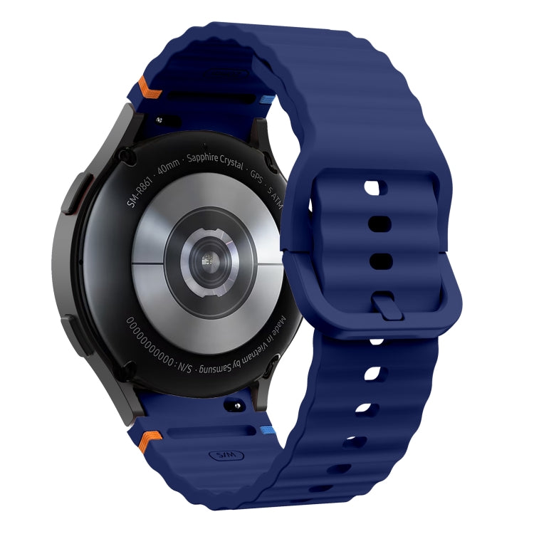 For Samsung Galaxy Watch 6 40 / 44mm Wave Pattern Stitched Silicone Watch Band(Dark Blue) - free shipping - PMC TechLife - Order now!