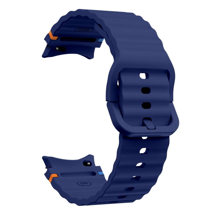 For Samsung Galaxy Watch 6 40 / 44mm Wave Pattern Stitched Silicone Watch Band(Dark Blue) - free shipping - PMC TechLife - Order now!