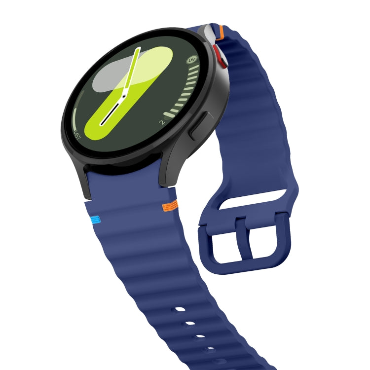 For Samsung Galaxy Watch 6 40 / 44mm Wave Pattern Stitched Silicone Watch Band(Dark Blue) - free shipping - PMC TechLife - Order now!