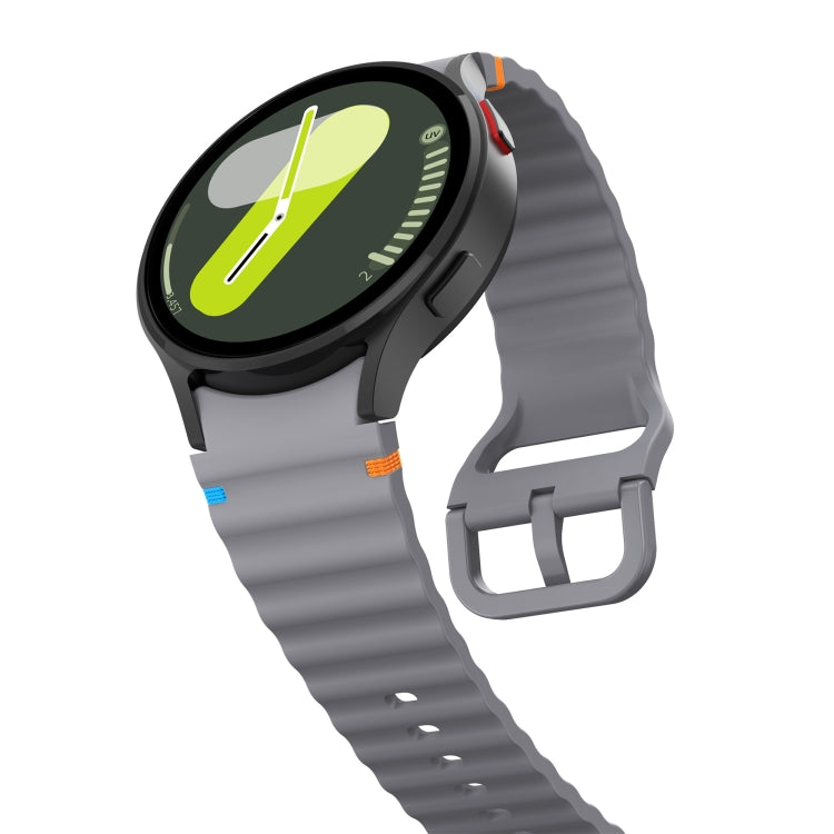 For Samsung Galaxy Watch 6 40 / 44mm Wave Pattern Stitched Silicone Watch Band(Dark Gray) - free shipping - PMC TechLife - Order now!