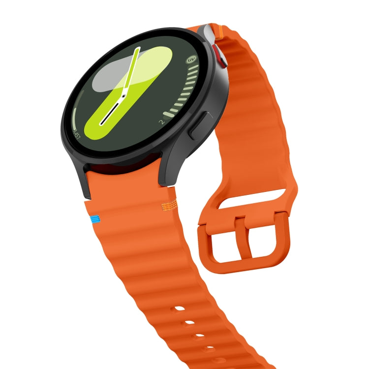 For Samsung Galaxy Watch 6 40 / 44mm Wave Pattern Stitched Silicone Watch Band(Orange) - free shipping - PMC TechLife - Order now!