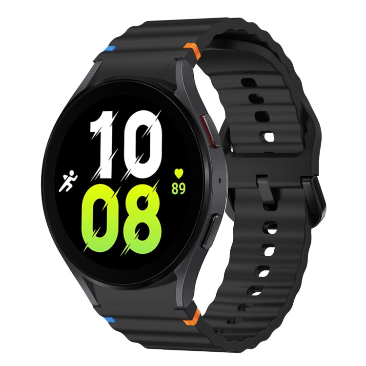 For Samsung Galaxy Watch 5 40 / 44mm Wave Pattern Stitched Silicone Watch Band(Black) - free shipping - PMC TechLife - Order now!