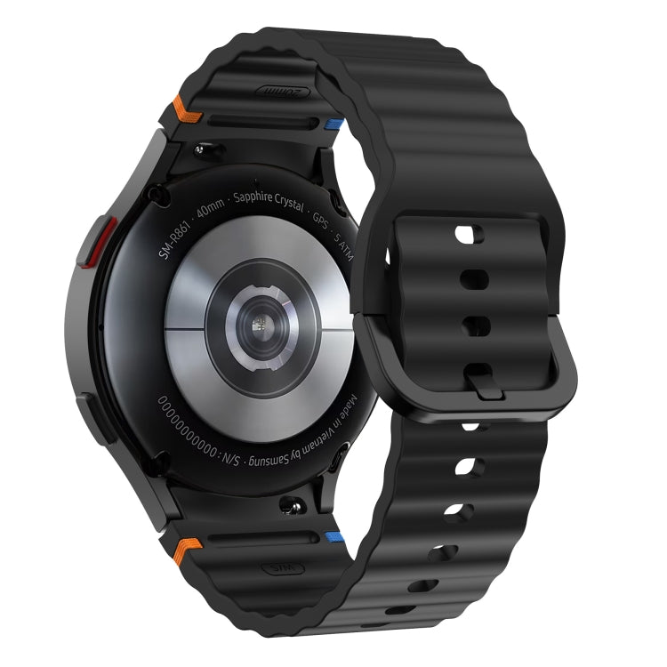 For Samsung Galaxy Watch 5 40 / 44mm Wave Pattern Stitched Silicone Watch Band(Black) - free shipping - PMC TechLife - Order now!