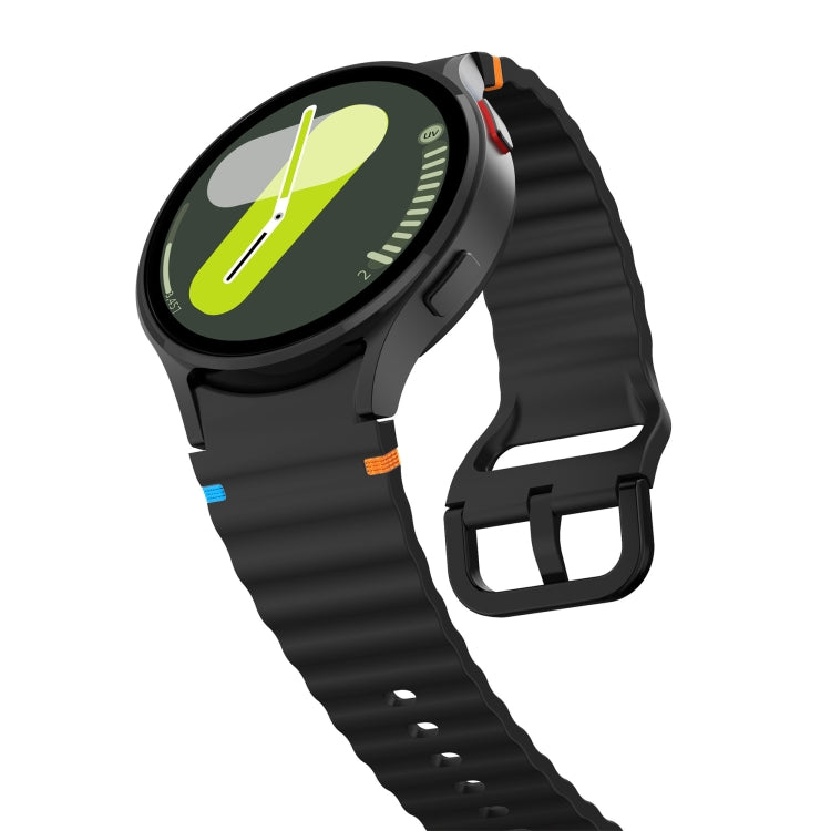 For Samsung Galaxy Watch 5 40 / 44mm Wave Pattern Stitched Silicone Watch Band(Black) - free shipping - PMC TechLife - Order now!