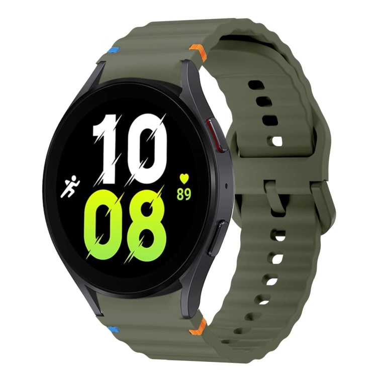 For Samsung Galaxy Watch 5 40 / 44mm Wave Pattern Stitched Silicone Watch Band(Army Green) - free shipping - PMC TechLife - Order now!