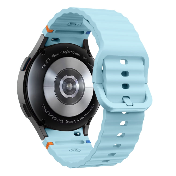 For Samsung Galaxy Watch 4 Classic 42 / 46mm Wave Pattern Stitched Silicone Watch Band(Light Blue) - free shipping - PMC TechLife - Order now!