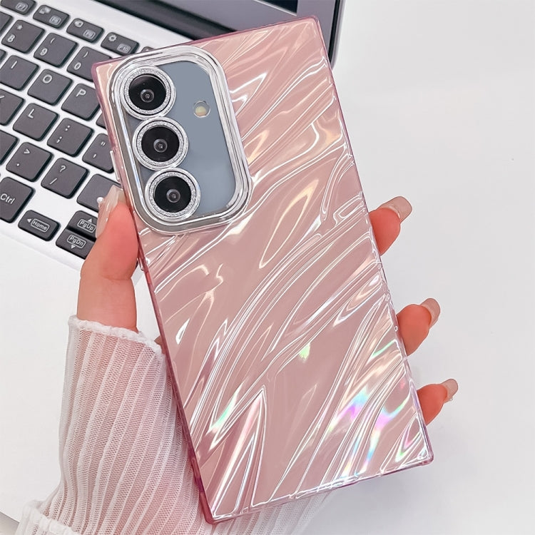 For Samsung Galaxy S25 5G Plating Glitter Texture TPU Phone Case with Lens Film(Pink Water Ripples) - Galaxy S25 5G Cases by PMC Jewellery | Online Shopping South Africa | PMC Jewellery | Buy Now Pay Later Mobicred