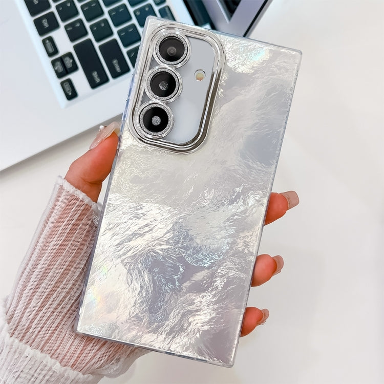 For Samsung Galaxy S25 5G Plating Glitter Texture TPU Phone Case with Lens Film(White Tinfoil Texture) - Galaxy S25 5G Cases by PMC Jewellery | Online Shopping South Africa | PMC Jewellery | Buy Now Pay Later Mobicred