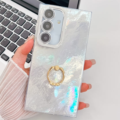 For Samsung Galaxy S25+ 5G Plating Glitter Texture Ring Holder TPU Phone Case with Lens Film(White Tinfoil Texture) - Galaxy S25+ 5G Cases by PMC Jewellery | Online Shopping South Africa | PMC Jewellery | Buy Now Pay Later Mobicred