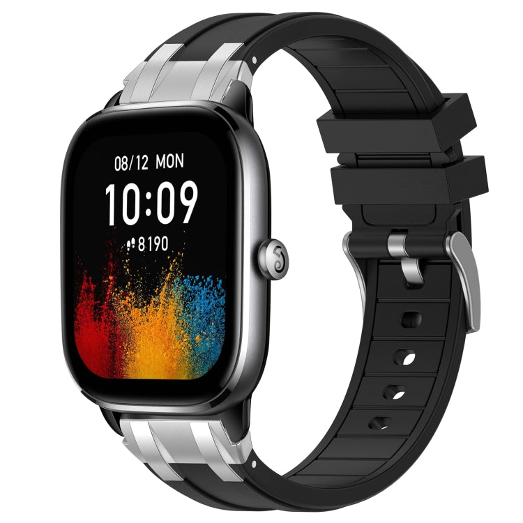 For Amazfit GTS4 Mini 20mm Quick Release Silver Buckle Royal Silicone Watch Band(Black) - free shipping - PMC TechLife - Order now!