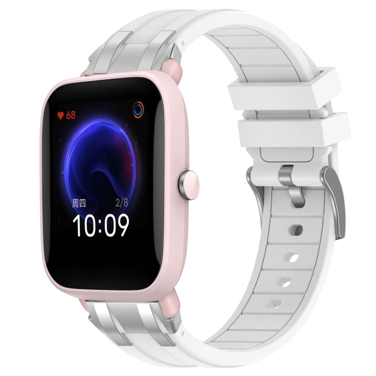 For Amazfit Pop Pro 20mm Quick Release Silver Buckle Royal Silicone Watch Band(White) - free shipping - PMC TechLife - Order now!