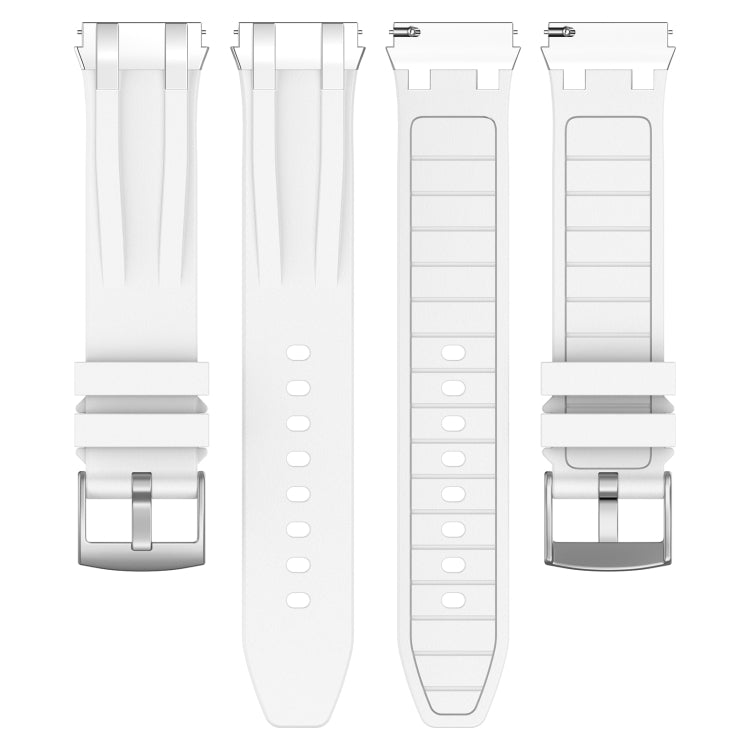 For Amazfit Pop Pro 20mm Quick Release Silver Buckle Royal Silicone Watch Band(White) - free shipping - PMC TechLife - Order now!