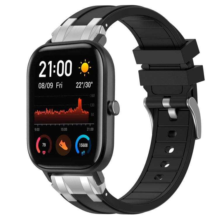 For Amazfit GTS 20mm Quick Release Silver Buckle Royal Silicone Watch Band(Black) - free shipping - PMC TechLife - Order now!