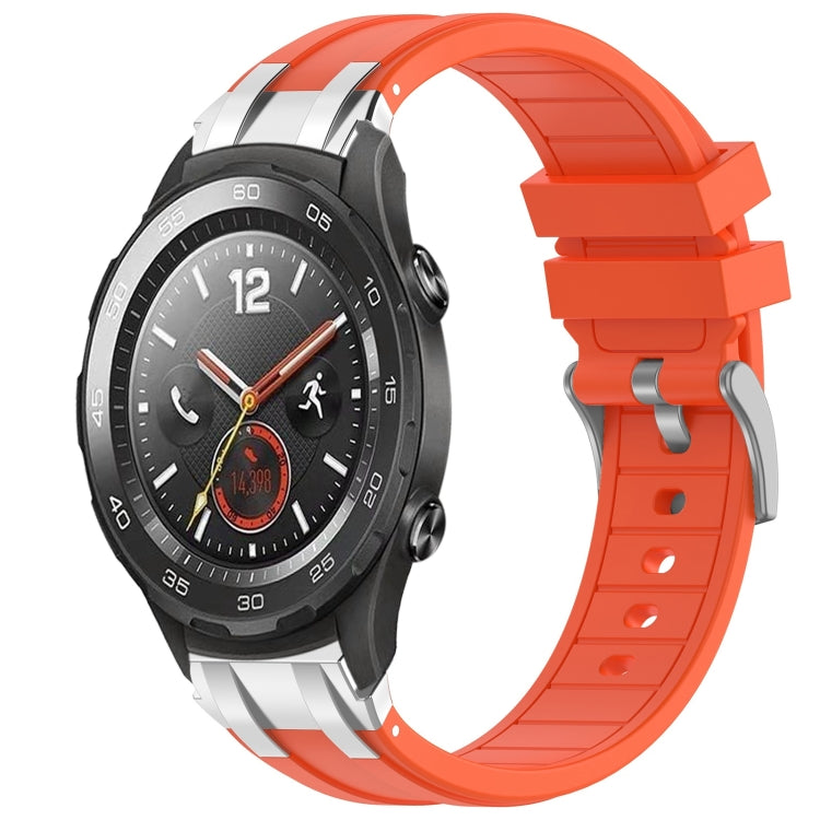 For Huawei Watch 2 20mm Quick Release Silver Buckle Royal Silicone Watch Band(Orange) - free shipping - PMC TechLife - Order now!