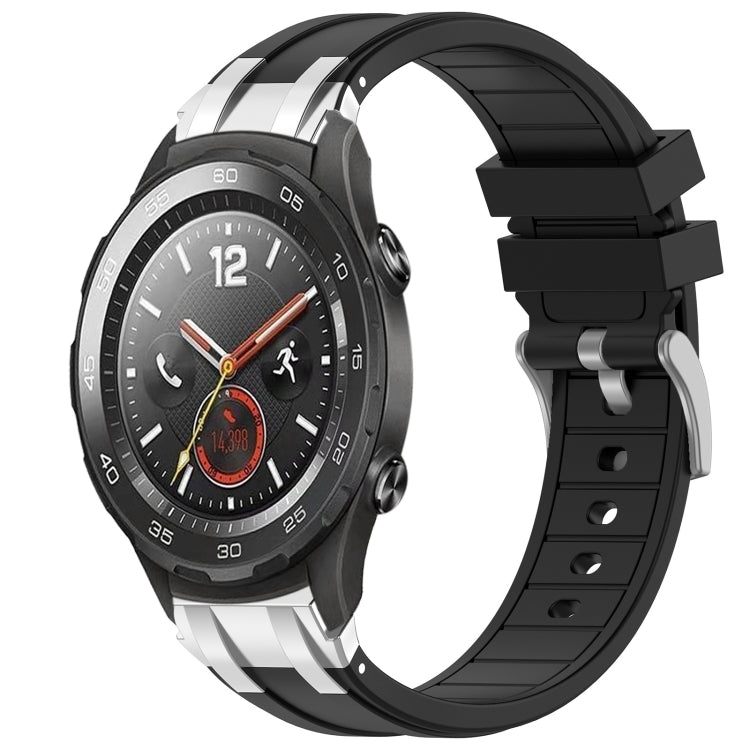 For Huawei Watch 2 20mm Quick Release Silver Buckle Royal Silicone Watch Band(Black) - free shipping - PMC TechLife - Order now!