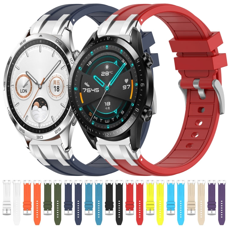 For Huawei Watch 4 Pro 22mm Quick Release Silver Buckle Royal Silicone Watch Band(White) - free shipping - PMC TechLife - Order now!
