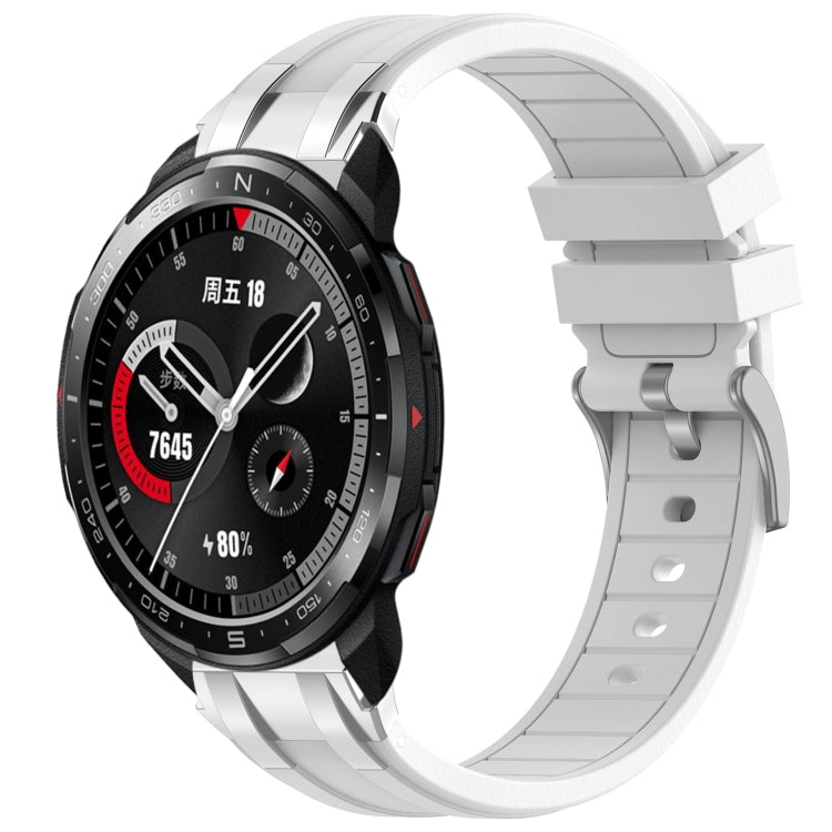 For Honor Watch GS Pro 22mm Quick Release Silver Buckle Royal Silicone Watch Band(White) - free shipping - PMC TechLife - Order now!