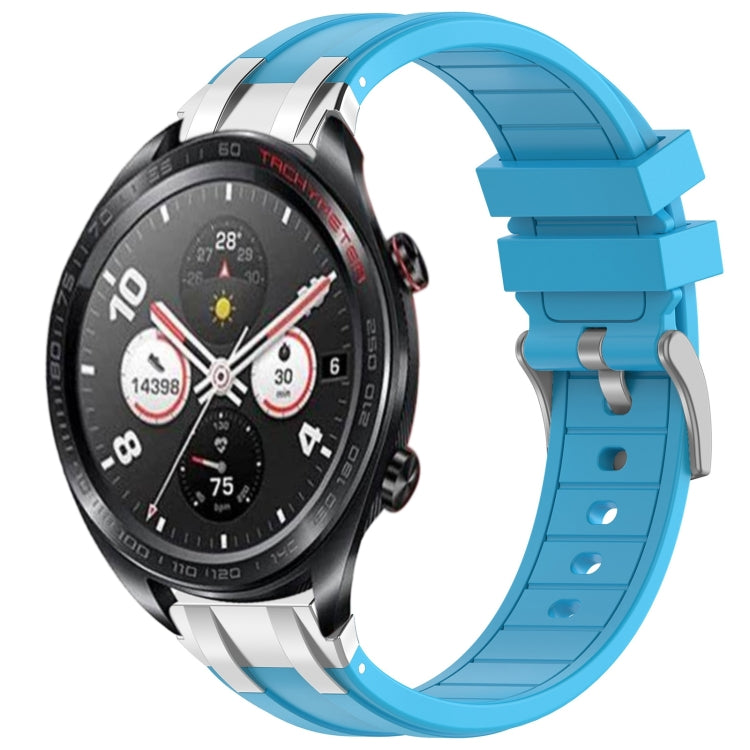 For Honor Magic Watch 22mm Quick Release Silver Buckle Royal Silicone Watch Band(Sky Blue) - free shipping - PMC TechLife - Order now!