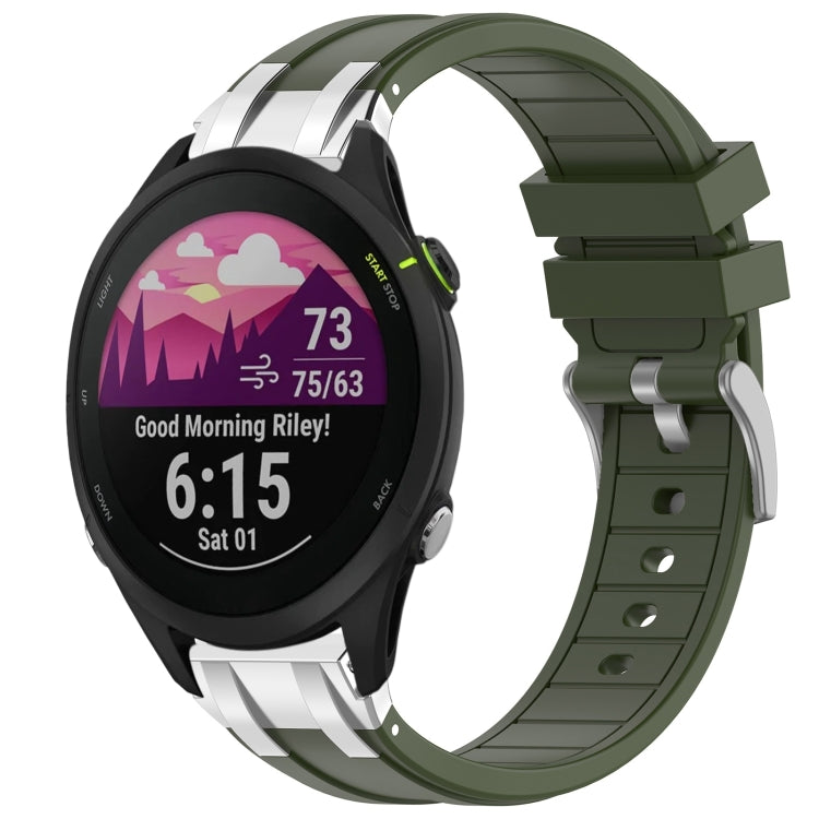 For Garmin Forerunner 255 22mm Quick Release Silver Buckle Royal Silicone Watch Band(Olive Green) - free shipping - PMC TechLife - Order now!