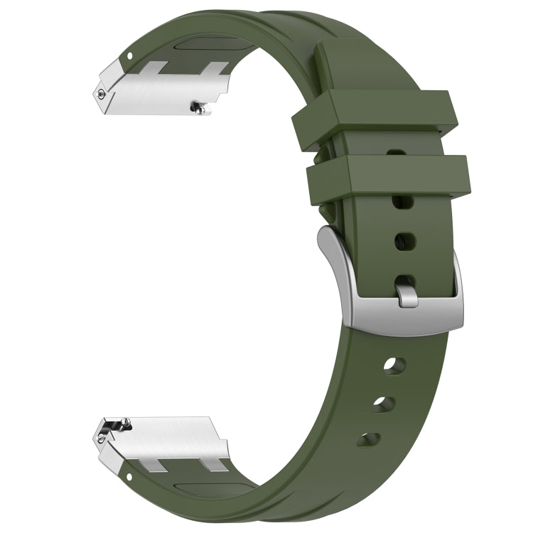 For Garmin Forerunner 255 22mm Quick Release Silver Buckle Royal Silicone Watch Band(Olive Green) - free shipping - PMC TechLife - Order now!