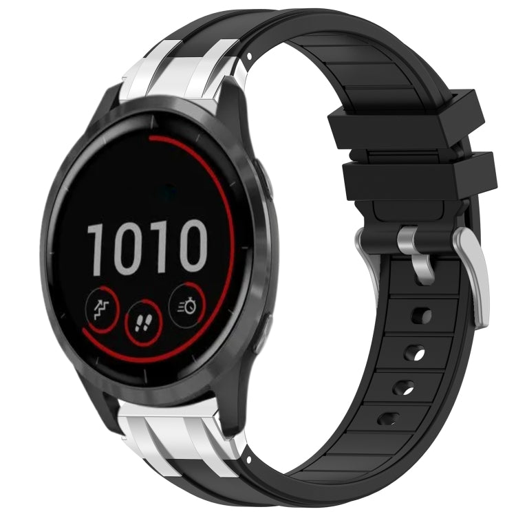 For Garmin Vivoactive 4 22mm Quick Release Silver Buckle Royal Silicone Watch Band(Black) - free shipping - PMC TechLife - Order now!