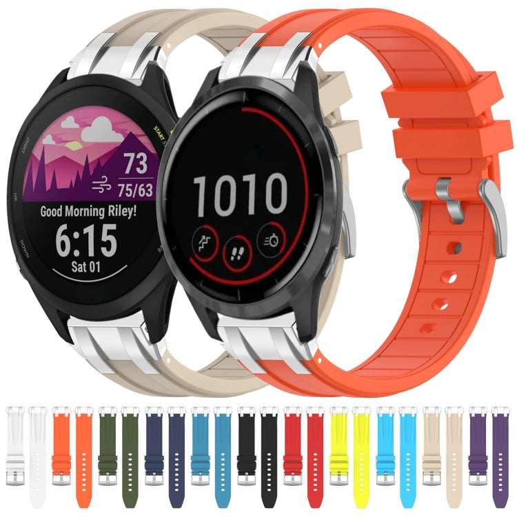 For Garmin Vivoactive 4 22mm Quick Release Silver Buckle Royal Silicone Watch Band(Orange) - free shipping - PMC TechLife - Order now!