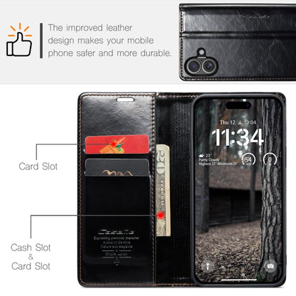 For iPhone 16 Plus CaseMe 003 Crazy Horse Texture Flip Leather Phone Case(Black) - iPhone 16 Plus Cases by CaseMe | Online Shopping South Africa | PMC Jewellery | Buy Now Pay Later Mobicred