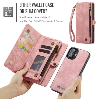 For iPhone 16 Plus CaseMe 008 Detachable Multifunctional Leather Phone Case(Pink) - iPhone 16 Plus Cases by CaseMe | Online Shopping South Africa | PMC Jewellery | Buy Now Pay Later Mobicred