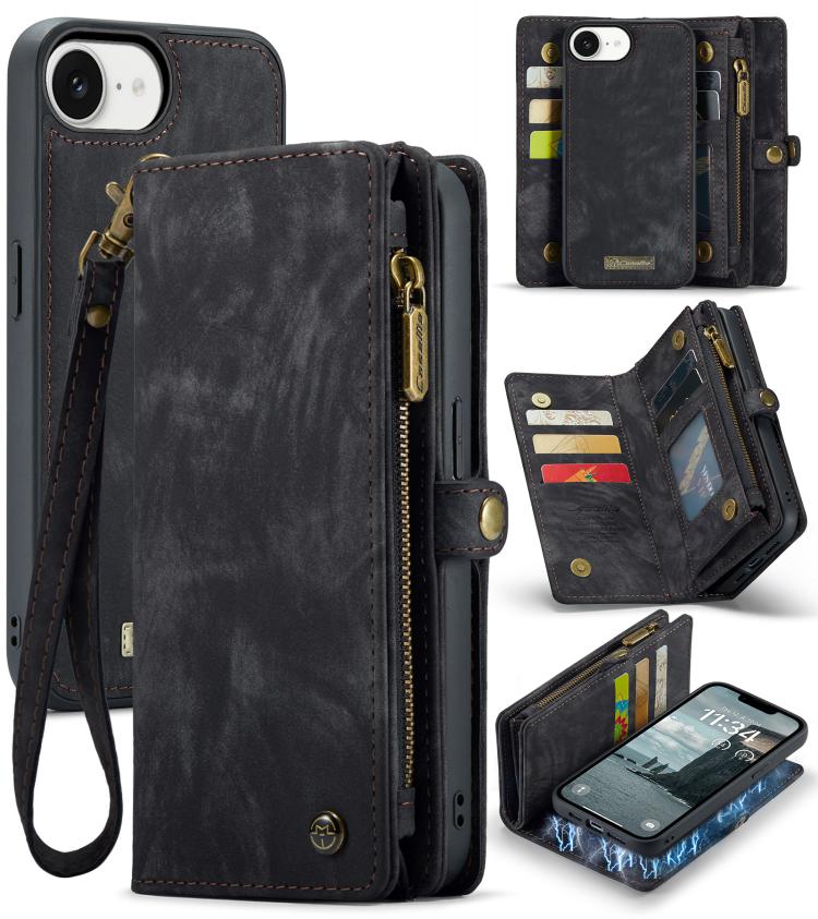 For iPhone 16e CaseMe 008 Detachable Multifunctional Leather Phone Case(Black) - free shipping - PMC TechLife - Order now!