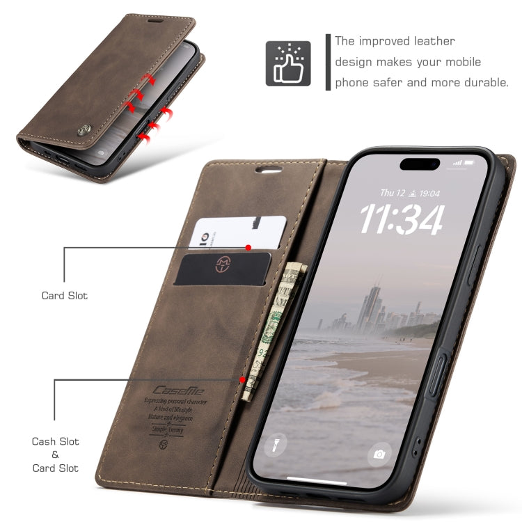 For iPhone 16 Plus CaseMe 013 Multifunctional Horizontal Flip Leather Phone Case(Coffee) - iPhone 16 Plus Cases by CaseMe | Online Shopping South Africa | PMC Jewellery | Buy Now Pay Later Mobicred