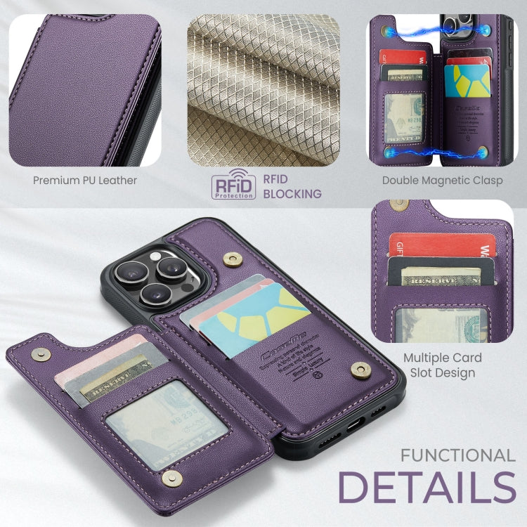 For iPhone 16 Pro Max CaseMe C22 Card Slots Holder RFID Anti-theft Phone Case(Purple) - iPhone 16 Pro Max Cases by CaseMe | Online Shopping South Africa | PMC Jewellery | Buy Now Pay Later Mobicred