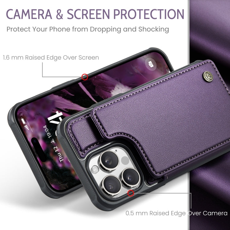 For iPhone 16 Pro Max CaseMe C22 Card Slots Holder RFID Anti-theft Phone Case(Purple) - iPhone 16 Pro Max Cases by CaseMe | Online Shopping South Africa | PMC Jewellery | Buy Now Pay Later Mobicred