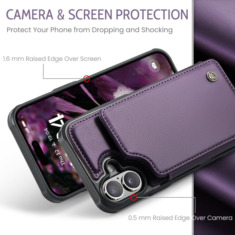 For iPhone 16 Plus CaseMe C22 Card Slots Holder RFID Anti-theft Phone Case(Purple) - iPhone 16 Plus Cases by CaseMe | Online Shopping South Africa | PMC Jewellery | Buy Now Pay Later Mobicred