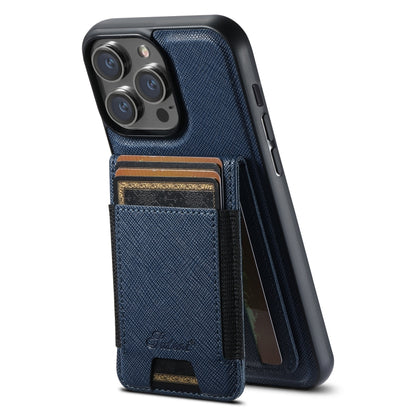 For iPhone 13 Pro Max Suteni H17 Cross Grain Leather MagSafe Detachable Wallet Phone Case(Blue) - iPhone 13 Pro Max Cases by Suteni | Online Shopping South Africa | PMC Jewellery | Buy Now Pay Later Mobicred