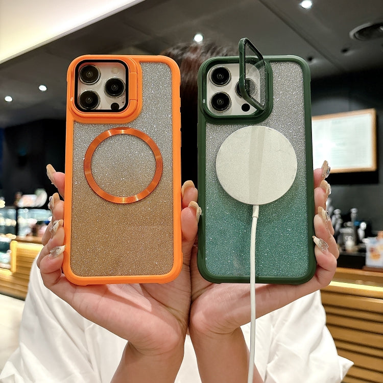 For iPhone 16 Plus CD-grain Gradient Glitter Magsafe Acrylic Hybrid TPU Phone Case(Green) - iPhone 16 Plus Cases by PMC TechLife | Online Shopping South Africa | PMC TechLife | Buy Now Pay Later Mobicred
