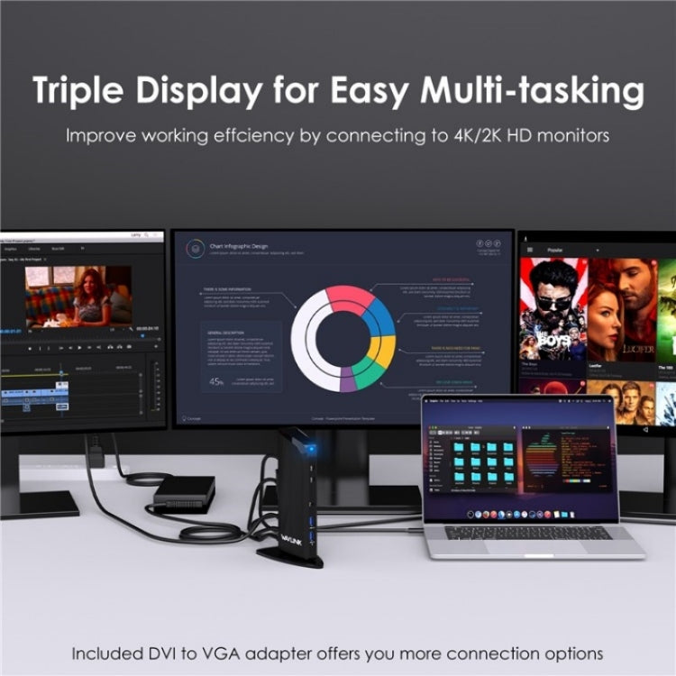 WAVLINK UG39PD1 13 in 1 Type-C Triple Monitors 4K HD Docking Station, Plug:AU Plug - free shipping - PMC TechLife - Order now!