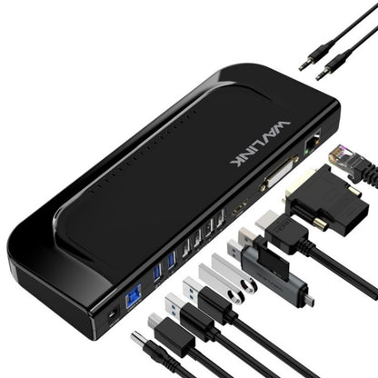 WAVLINK UG49DK4 Universal Laptop Docking Station Dual Monitor Supports DVI / HDMI / VGA(AU Plug) - USB 3.0 HUB by WAVLINK | Online Shopping South Africa | PMC Jewellery | Buy Now Pay Later Mobicred