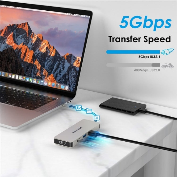 WAVLINK UHP3416 7-in-1 PD100W Charging SD / TF Card Reader 4K HD Type-C Docking Station(Grey) - USB HUB by WAVLINK | Online Shopping South Africa | PMC Jewellery | Buy Now Pay Later Mobicred